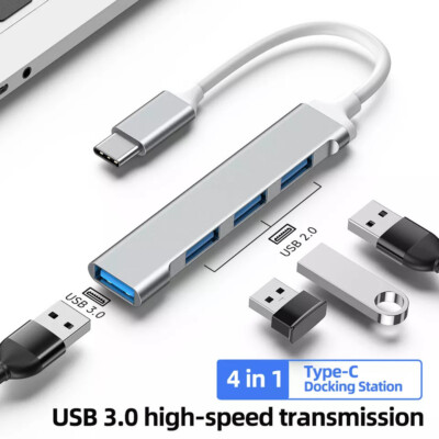 USB-C-Hub 4 in 1 Adapter USB Type C 3.0 für Mac Samsung Handy Laden Daten Laptop