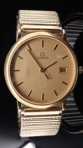 Vintage Omega Gold Plated Mens Quartz 32mm Wristwatch 1430 $1 N/R