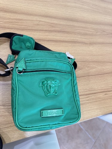 Versace Green Nylon Medusa Crossbody Messenger Bag Purse - Picture 2 of 6