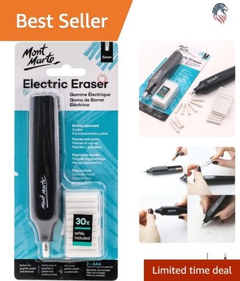 Compact Electric Eraser with 30 Refills   Ideal for Graphite & Color Pencils
