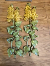 Dart Industry MCM Green Yellow Lilac Floral Wall Plaque 20"H,  1960's era 