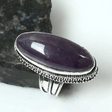 Amethyst Gemstone Handmade Antique Design Ring Jewelry US Size-8.25 AR 18069