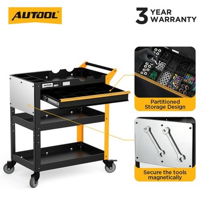 AUTOOL T33 Utility Service Cart Heavy Duty Mechanic Rolling Tool Cart w/ Drawer