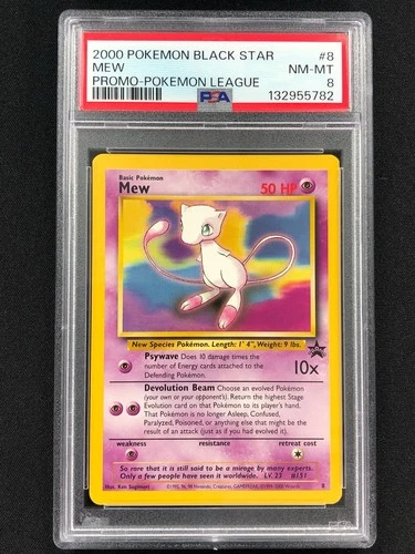 Pokemon 2000 Mew Black Star League Promo 8 PSA 8