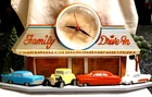 Coke Clock Vintage Coca Cola Diner Family Drive 1950s Antique Cars Scene 1988