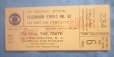 1964 - CBS - To Tell The Truth - GAME SHOW TICKET 
