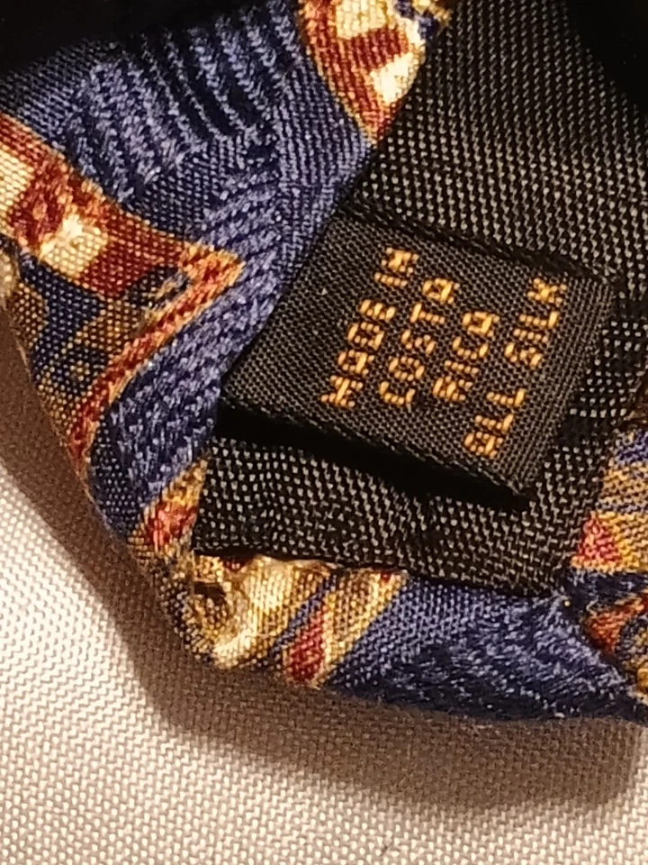 Vtg 90s Parisian Mens Silk Neck Tie Blue Brown Graphic 58" Long 3.75" Wide - Image 3 of 4