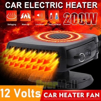 Portable Electric Car Heater 12V 200Watt Heating Fan Defogger Defroster Demister