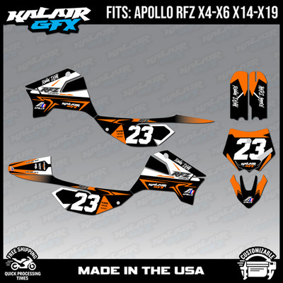 Graphics Decal Kit For Apollo RFZ X4 X5 X6, X14 to X19 all years Evader- Orange