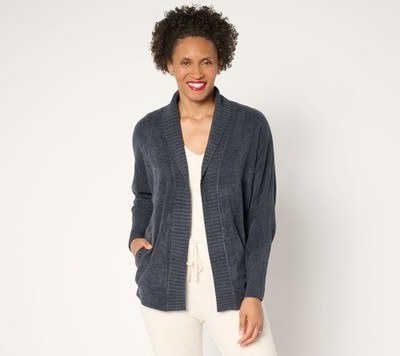Gloria Vanderbilt Women's Top Sweater Sz L CozyChic Ultra Lite Shawl Blue