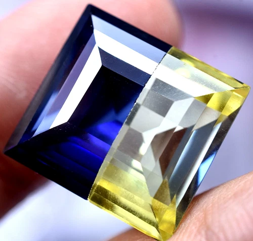 Natural Pitambari Sapphire 26.21 Ct Bi-Color Emerald Certified RARE Gemstone