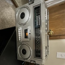 Quasar GX-3642 Silver Boombox Cassette Tape AM/FM Radio Headphone Jack