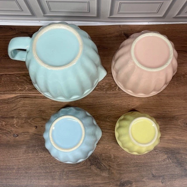Набор из 4 пастельных керамических мерных чаш для гнездования носиков кухонный декор - Изображение 4 из 4