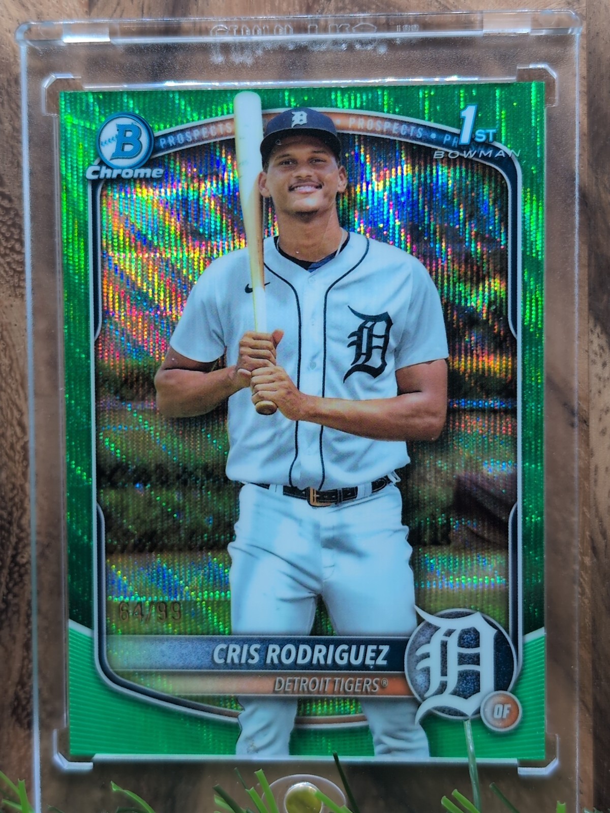 Cris Rodriguez 2025 Bowman Chrome #BCP-250 1st Green Wave Refractor /99 Tigers