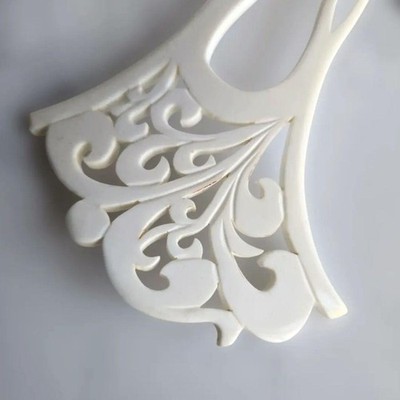Japanese White Hairpin Comb Gold Makie Arabesque Clothes Yukata Hair Ornament Ko