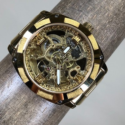 Forsining Men 207 Dress Skeleton Dial Gold Tone Automatic Analog 41mm Watch 7''
