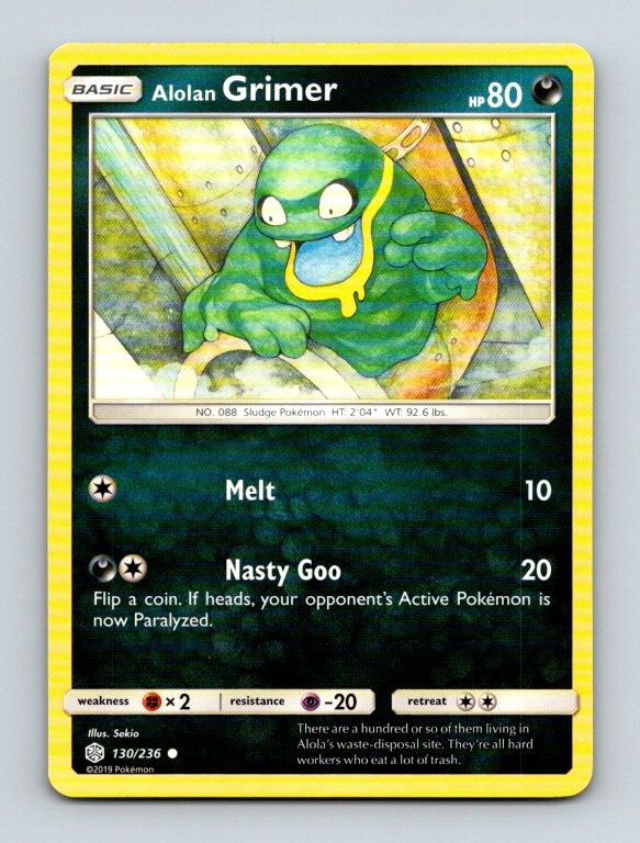 Alolan Grimer 130/236 Common SM - Cosmic Eclipse Pokemon Near Mint