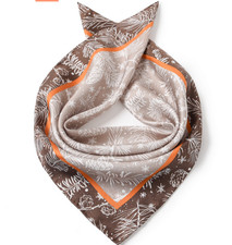 100 Silk 20" small square Scarf men Women neckerchief Wrap floral brown SC20-BV