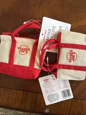 Trader Joes Micro Tote With Grocery Bag Inside, Set of 2, RED - AUTHENTIC