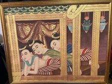 Erotic Thai Art Oil Painting from Royal Thai Art Signed by artist-- BEAUTIFUL!