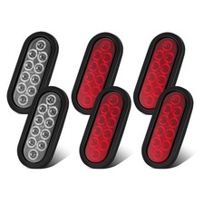 6PCS 6 Inch Oval LED Trailer Tail Lights, 4 Red  2 White 10 LED 6" Led Turn ...