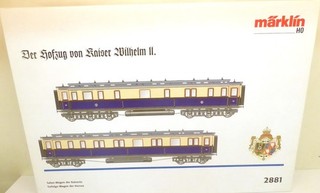 Märklin H0 2881 Set from "Court Train Kaiser Wilhelm II." With 2 cars interior lighting KK C93