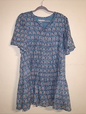 India Collection Emerson Fry Isla Dress In Blue Pink Floral XS/S Organic Cotton