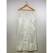 Formfit White Lace Trim Slip Dress 40 Full Length Vintage Modesty