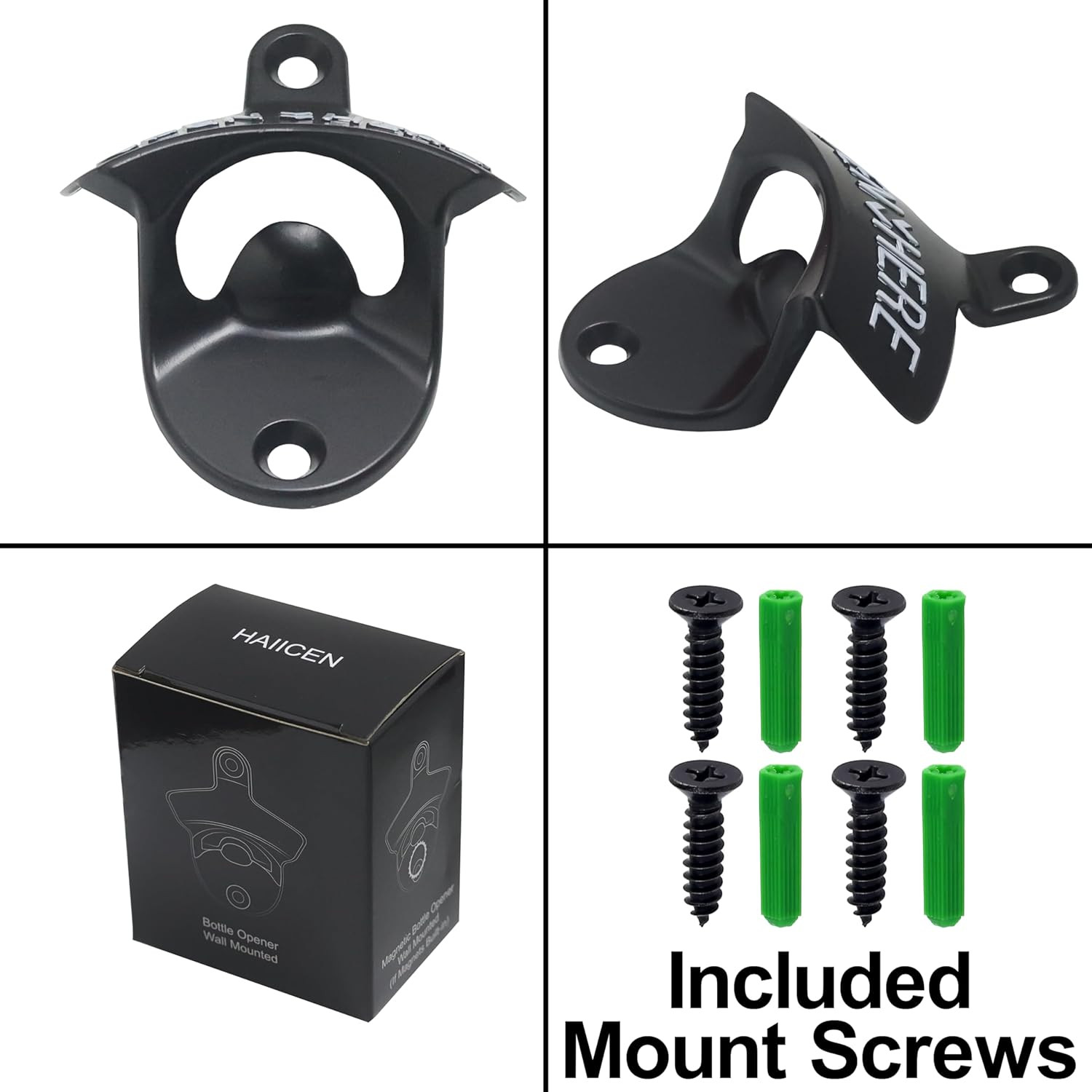Wall Mount Bottle Opener with Magnet Black White Magnetic Beer Top Opener Tab...