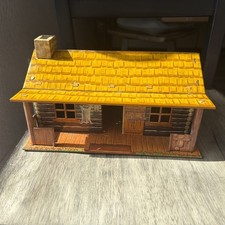 1950'S MARX BAR-M-RANCH TIN LITHO LOG CABIN PLAYSET WILD WEST COWBOYS
