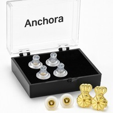 18K Gold Earring Backs with Silicone, Hypoallergenic Soft Locking Replacement...