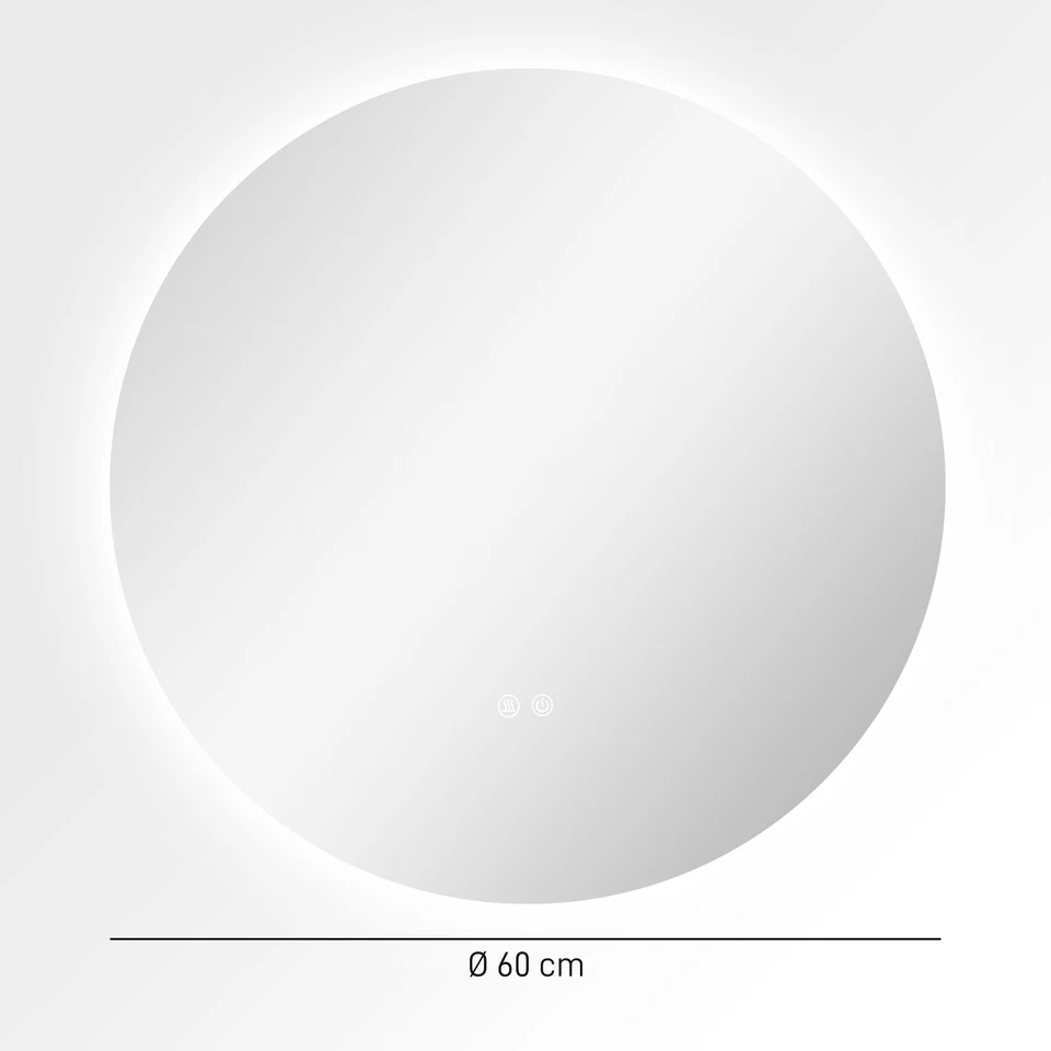 kleankin Specchio Bagno con Luci LED, Controllo Touch e Antiappannamento Ø60 cm - Immagine 4 di 4