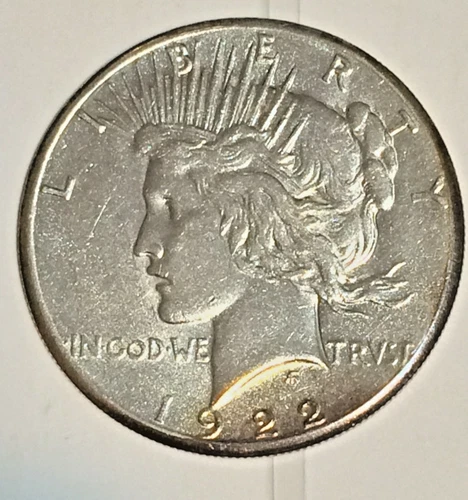 1922-D Peace Silver Dollar, AU, pictures are of the exact coin up for auction.