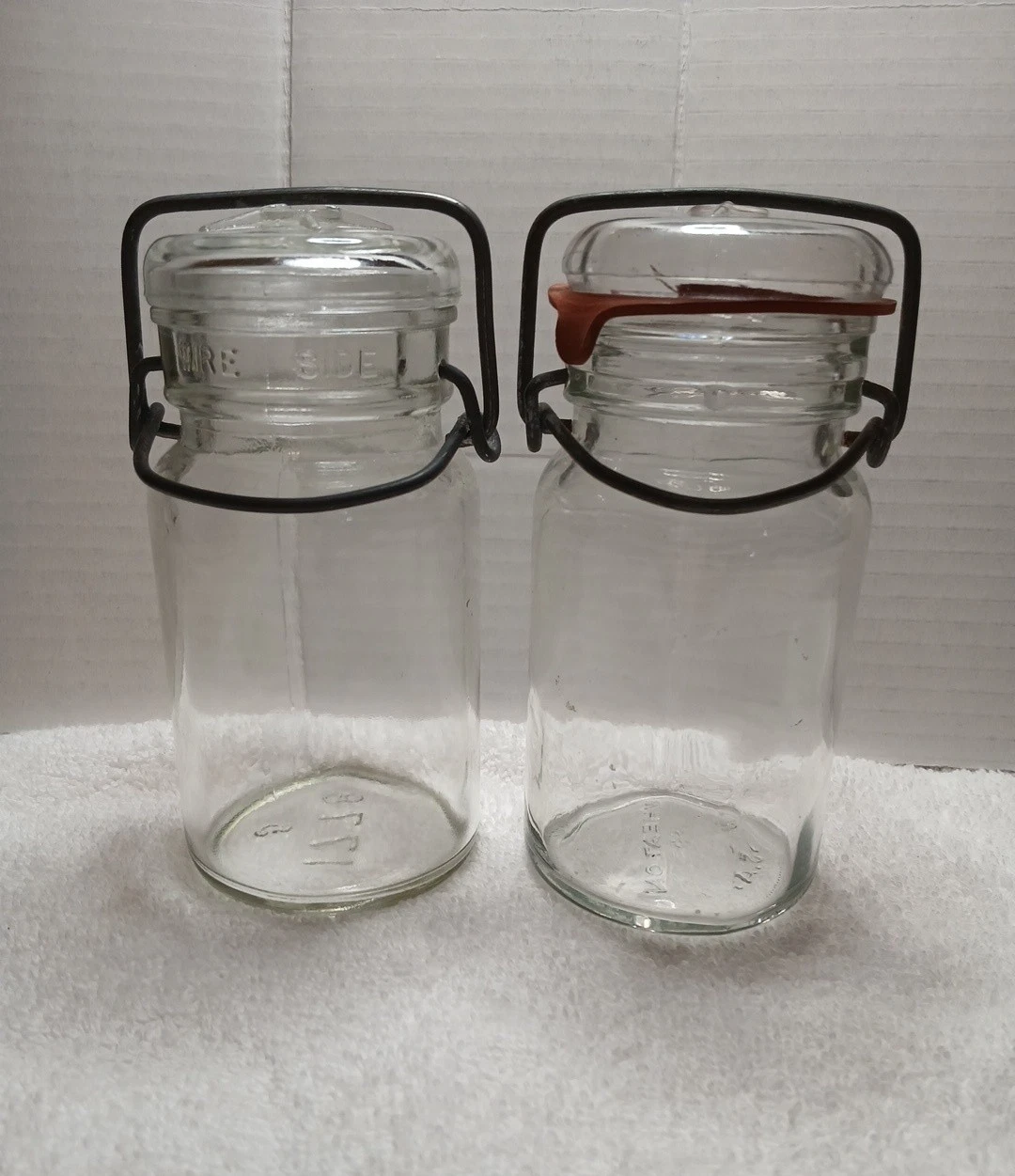 Vintage Half-Pint Wire Bail Canning Jar Lot - Wheaton & 1778 Clear Glass
