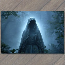 Art Print Hooded Ghost Woman Forest Fog Eerie Glow Spooky Cloaked Spirit Hallowe