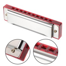 Professional Red Metal Harmonica 10 Hole 20 Tone C Key for Beginners Students Ad