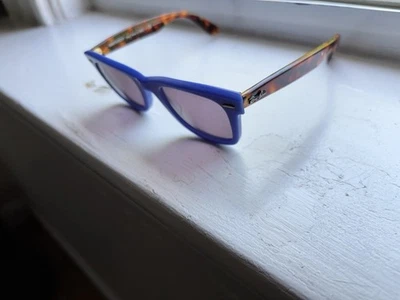Ray-Ban P Sunglasses Polarized Wayfarer - Made in Italy - Tortoise & Royal Blue - Image 1 of 3