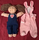 2004 PLAY ALONG CABBAGE PATCH DOLL JUMPER VTG & BONUS PINK BUNNY OUTFIT EUC