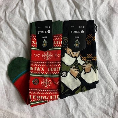 Stance Elf ''Smilings My Favorite'' ''Santa I Know Him'' Socks Mens M Christmas