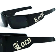 LOCS Rectangular Gangster Motorcycle Mens Designer Sunglasses - Black LC54