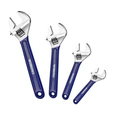 WORKPRO 4-Piece Adjustable Wrench Set 6" 8" 10" 12" Etched Metric & SAE Scales