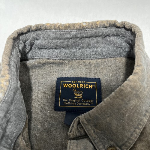 Woolrich Shirt Men’s Large Tall Brown L-Tall Button Up Outdoors Hunting - Flaws - Picture 6 of 13
