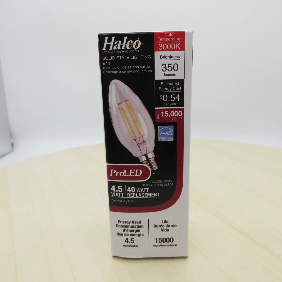 Halco 85053 ProLED Solid State Lighting Lamps, E12, B11, 4.5W, 3000K, Box of 10 - Image 3 of 4