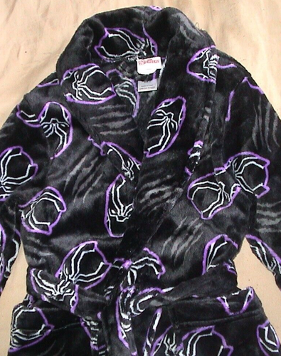 MARVEL AVENGERS BLACK*PURPLE & WHITE PLUSH ROBE WITH POCKETS & BELT-SIZE 4-NEW - Picture 2 of 2