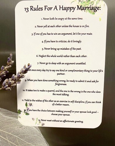 13 Rules For a Happy Marriage Magnet Flat Non-Scratch 1 DAY SHIP 4.5 in x 3 in💖 - Picture 5 of 9
