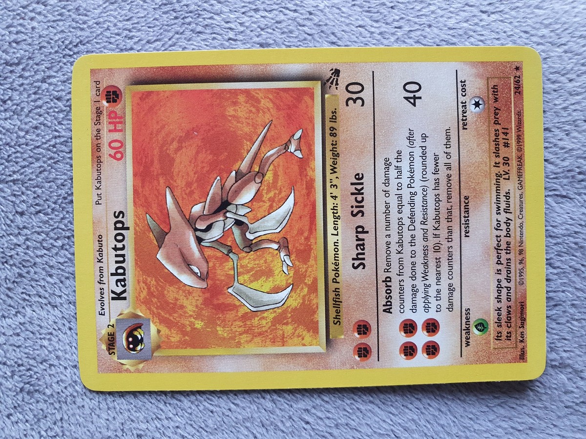 Carta Pokemon KABUTOPS 24/62 RARA set fossil ENG NB | eBay