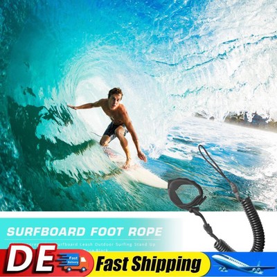 10ft Coil Surfboard Leash TPU Neoprene Surfing Stand Up Board Leash Wire Rope