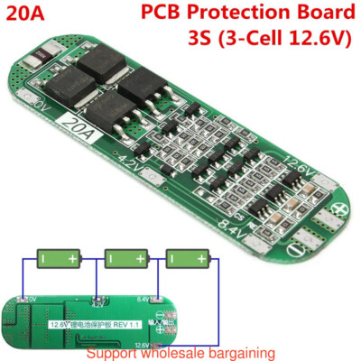 Li-ion Lithium Battery 3S 20A 12.6V 18650 Charger PCB BMS Protection Board Cell