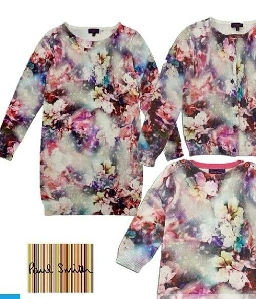 PAUL SMITH JUNIOR NIÑA PUNTO SUÉTER VESTIDO MULTI FLORAL ALGODÓN MANGA LARGA 10 Foto 2 de 4