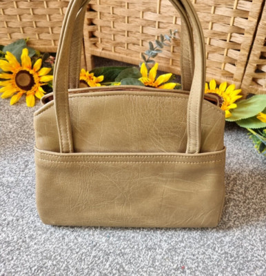 Vintage Weymouth American Creme Hellbraun Beige Handtasche Tasche 1950 1960 Purse Top Retro